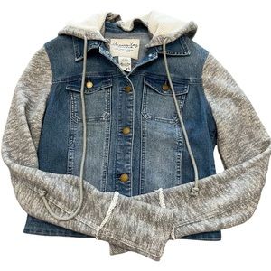 American Rag brand XS Denim & Sweatshirt Sleeved Jacket with Removable Hood